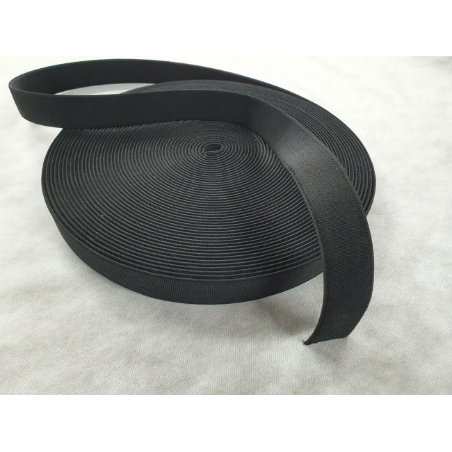 Black Elastic Soft corded flat elastic 35mm wide